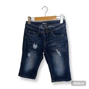 Dollhouse Dark Blue Distressed Jean Shorts